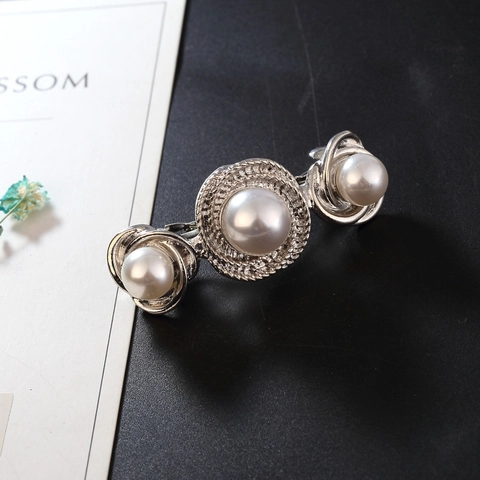 Fermaglio per Capelli Vintage in Lega con Künstliche Perle Sintetiche Design a Spirale Placcato Oro Argento Elegante Forcina Donna