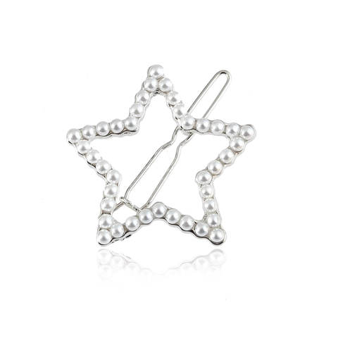 Fermaglio per Capelli a Stella Cava in Lega con Künstliche Perle Artificiali e Strass Forcina a Forma di Stella per Accessori Moda Donna