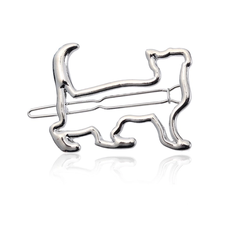 Pinzas para el Pelo de Aleación Caladas Forma de Animal Gato Perro Oro Plata Metal Horquillas para Mujeres Niñas Accesorios