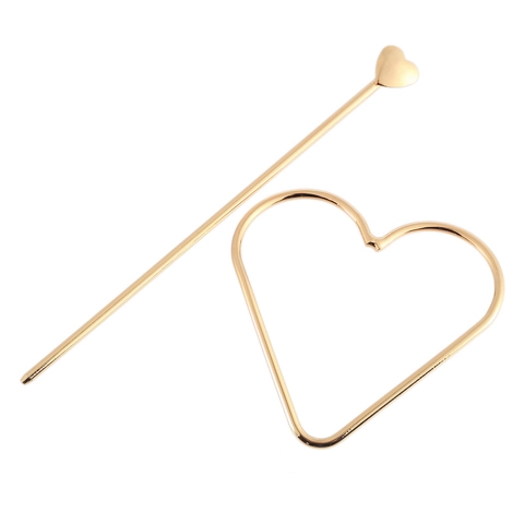 Spilla per Capelli a Cuore in Metallo Minimalista Lega Placcata Oro Argento Perla Artificial Sintetica Accessori Capelli Donna