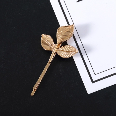 Realistische Bladstructuur Legering Haarklemmen Verguld Metalen Blad Side Clip Vintage Haaraccessoires Voor Vrouwen Bruiloft Dagelijks Decoratieve Hoofddeksels