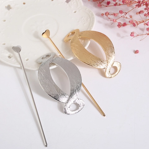Bastoncino Per Capelli In Metallo Spazzolato Minimalista Con Accessorio Vintage In Lega Cava Geometrica Forcina Cuore Perla Artificial Donna