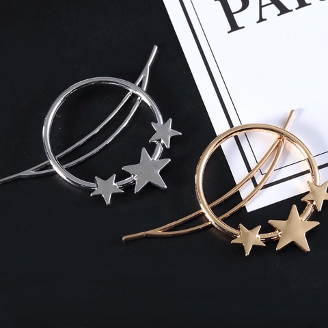 Vintage Boheems Ster Cirkel Haarspeld Voor Dames Legering Goud Zilver Verguld Geometrische Haaraccessoire Mode Feest Sieraden