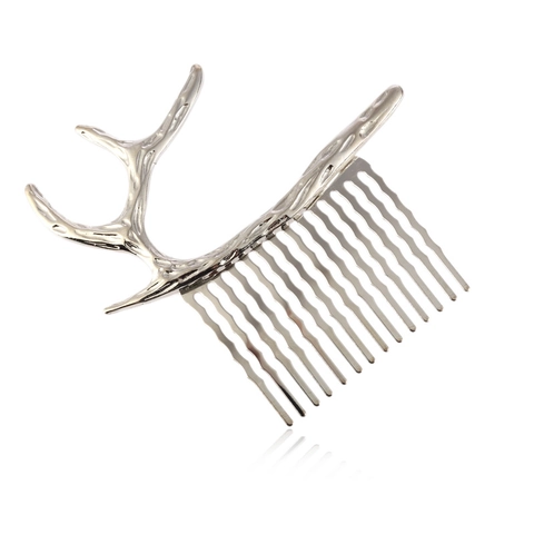 European Style Alloy Antler Branch Hair Comb For Women Minimalist Mirror Polished Forest Style Wedding Bridal Hair Jewelry Accessory