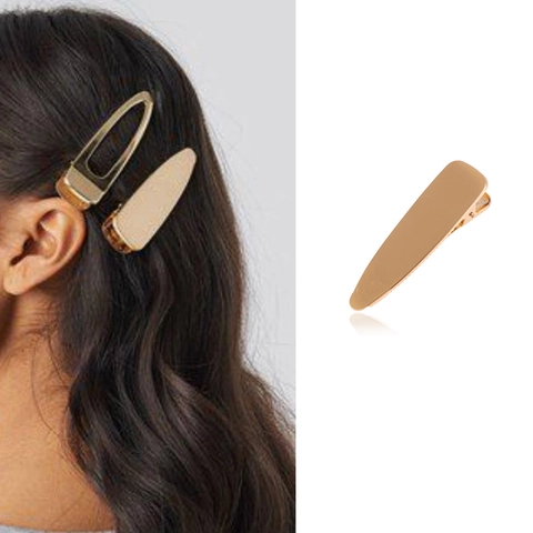 Eleganter Minimalistischer Legierung Metall Haarklammer Für Damen Gold Silber Gebürstet Entenschnabel Clip Mode Haarschmuck