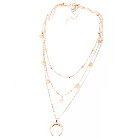 Westliche Mehrlagige Mond Anhänger Halskette Für Damen Legierung Galvanisiert Gold Silber Lagenkette Choker Böhmischer Schmuck