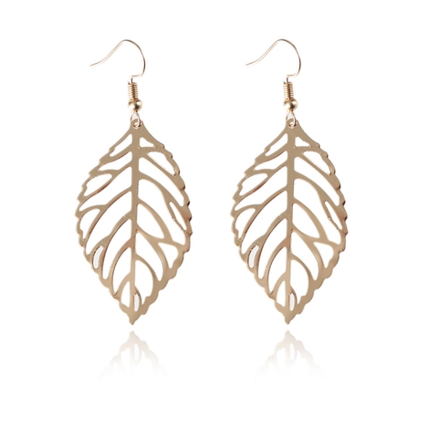 Exquisite Legierung Hohl Blatt hängen Ohrringe Koreanischen Stil Minimalistische Metall Pflanze Form Schmuck Für Damen Party