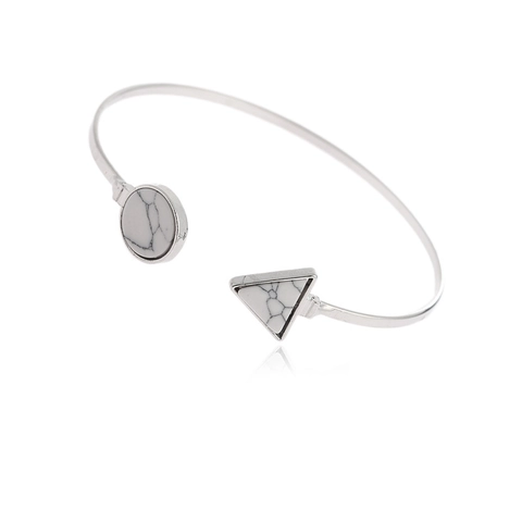 Geometrischer Irregulärer Offener Armreif Rund Dreieck Marmortextur Künstlicher Stein Verstellbar Legierung Armband Mode Schmuck Damen