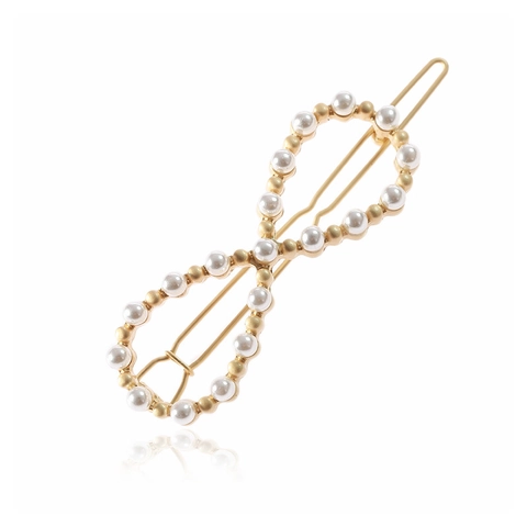 Elegante Fermaglio Per Capelli In Lega A Forma Di 8 Simbolo Dell'Infinito Con Künstliche Perle Sintetiche Per Donna Oro Argento Accessori