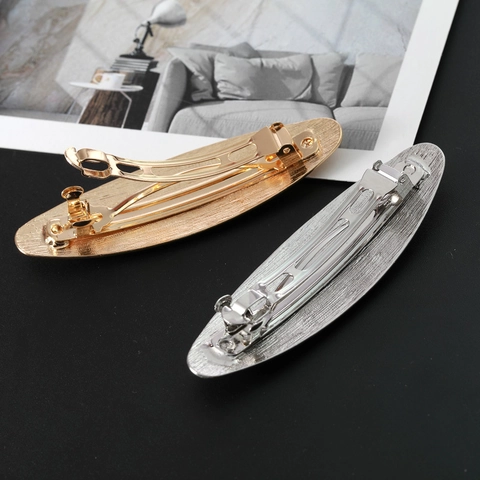 Minimalist Alloy Oval Hair Clip Brushed Metal Spring Clip Geometric Barrette For Women Daily Party Hair Accessories