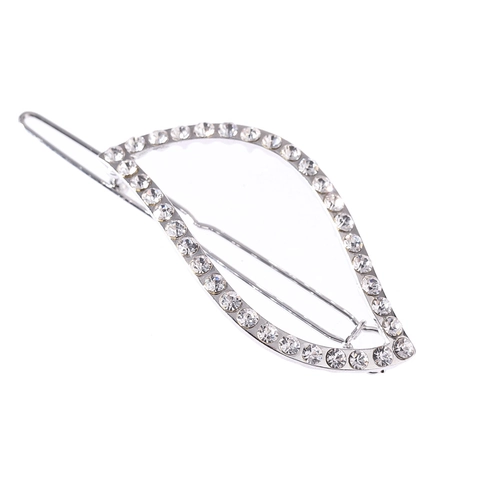 Elegant Alloy Hollow Geometric Leaf Hair Clip With Artificial Pearl And Rhinestone Simple Western Style Hair Accessory For Women Wedding Party Gift