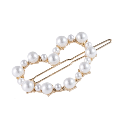Pinza para el Cabello de Aleación en Forma de Corazón de Moda Con Perla Artificial y Diamante de Imitación Oro Plata Color Clip de Pico de Pato para Mujer Fiesta Accesorios para el Cabello