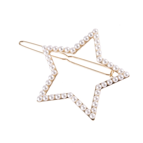 Mode Hol Pentagram Ster Haarclip Voor Vrouwen Meisjes Legering Kunstparel Strass Haarspeld Hoofddeksels Sieraden Cadeau
