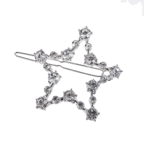 Elegant Alloy Star Hair Clip With Artificial Pearl And Rhinestone Gold Silver Geometric Barrette For Women Daily Headpiece