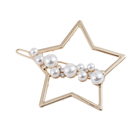 Fermaglio per Capelli a Stella Traforata in Lega Con Perle Artificiali e Strass per Donna Elegante Clip Laterale Gioielli Capelli