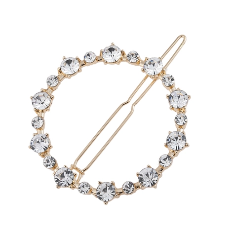 Elegant Alloy Circular Openwork Hair Clip With Artificial Pearl Rhinestone Decorative Side Clip Fashion Hair Accessory For Women Party Daily