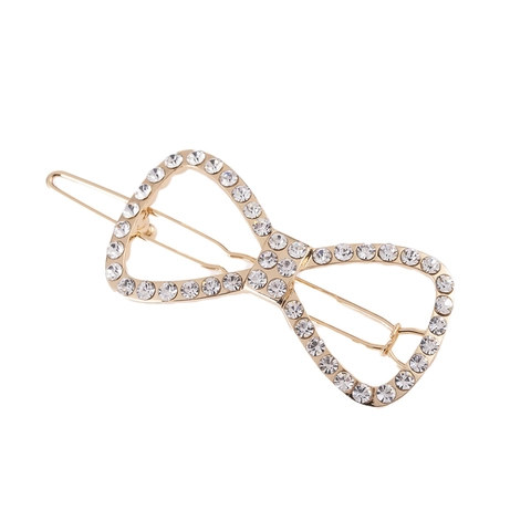 Elegante Fermaglio per Capelli a Fiocco Traforato in Lega Künstliche Perle Strass Forcina per Capelli Matrimonio Festa Donna Accessori Brillanti