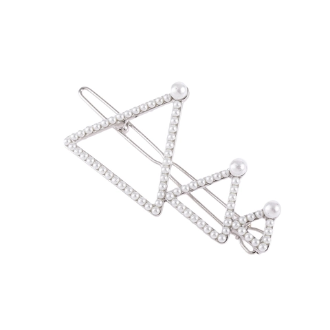 Alloy Geometric Triangle Crown Hair Clip Rhinestone Artificial Pearl Hairpin Gold Silver Bridal Party Hair Accessories For Women