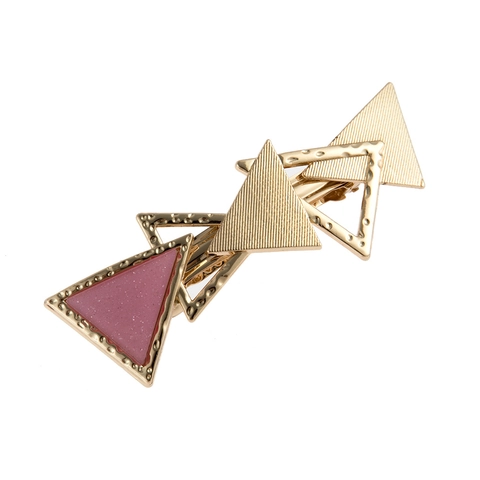 Fermaglio per Capelli Geometrico Triangolare Cavo in Lega per Donna Oro Argento Consistenza Spazzolata Accessori Moda