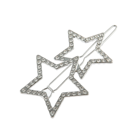 Fermagli per Capelli a Doppia Stella Cava in Lega Galvanica Con Perle Artificiali Strass Clip Laterali Geometriche Gioielli Moda Donna