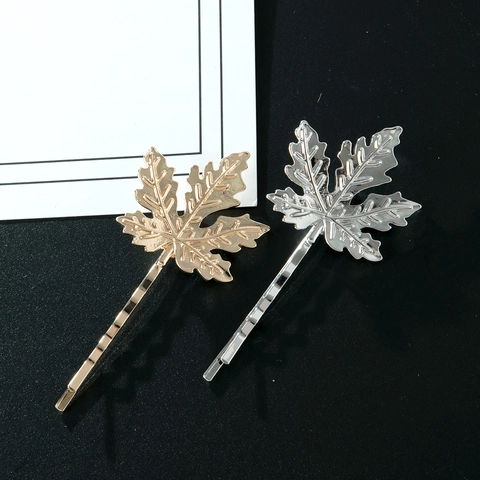 Fermaglio per Capelli Minimalista in Lega Foglia d'Acero per Donna Oro Argento Galvanizzato Metallo Clip Laterale Accessori