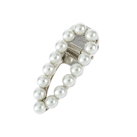 Fermaglio per capelli in stile coreano in lega cava con perla artificiale clip a becco d'anatra elegante forcina oro argento accessori per capelli donna