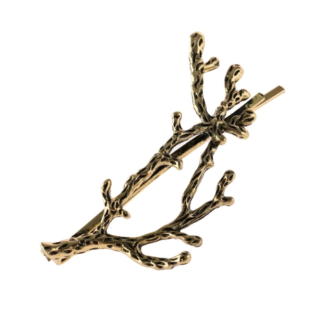 Pinces à Cheveux Vintage en Alliage Branche de Bois pour Femmes Forme Corail Clip Latéral Métal Barrettes pour Fête Quotidienne