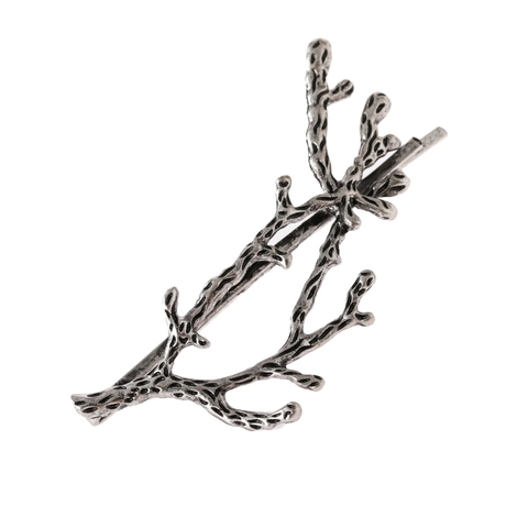 Pinces à Cheveux Vintage en Alliage Branche de Bois pour Femmes Forme Corail Clip Latéral Métal Barrettes pour Fête Quotidienne