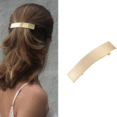 Minimalistische Metall Geometrische Rechteck Haarspangen Gebürstet Gold Silber Legierung Feder Clip Für Damen Täglich Haarschmuck