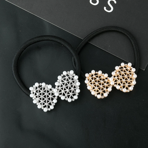 Elastico per Capelli con Fiocco a Farfalla Cavo in Lega di Künstliche Perle e Strass di Moda Per Donna Oro Argento Corda per Capelli