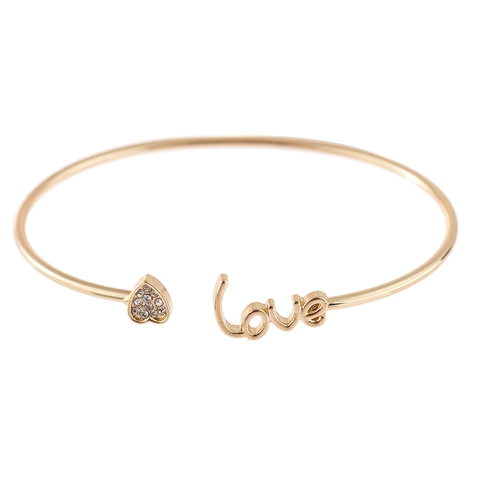Legierung Strass Herz Liebe Buchstabe Armreif Für Damen Elegant Galvanisiert Gold Silber Roségold Mode Schmuck Armband