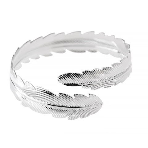 Women's Exaggerated Textured Metal Leaf Upper Arm Bangle European Vintage Leaf Cuff Armband Jewelry For Party Gift