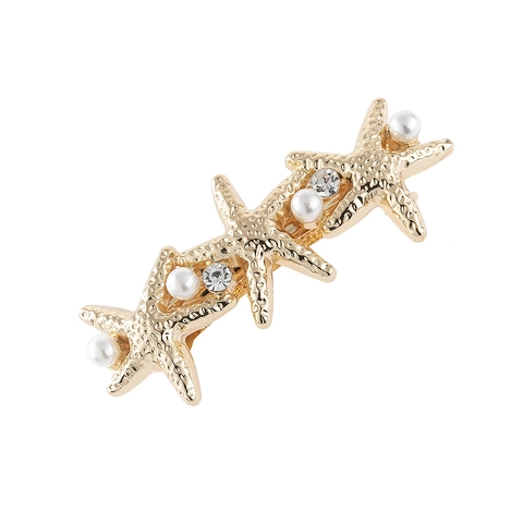 Fermaglio per Capelli in Lega Stella Marina Con Perle Artificiali e Strass Elegante Stile Spiaggia Copricapo per Donna Gioielli