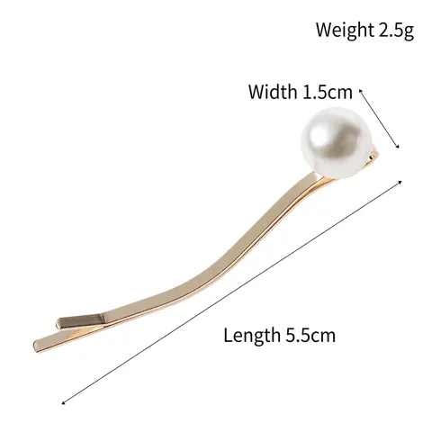 Forcina Curva in Ferro Minimalista Con Grande Perla Artificiale Elegante Fermaglio per Capelli Geometrico per Donna Accessori per Capelli