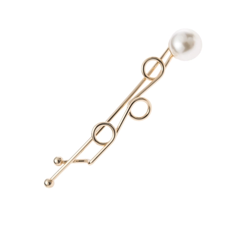 Fermaglio per Capelli in Ferro a Cerchio Intrecciato con Perla Artificiale Geometrico Oro Argento Barrette per Capelli Donna