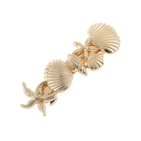 Fermaglio per Capelli in Lega con Stella Marina e Conchiglia Vintage Metallico a Tema Marino Oro Argento Galvanizzato Accessori Donna