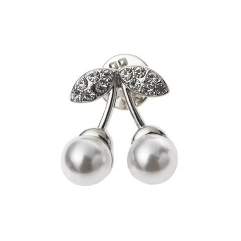 Elegante Spilla a Ciliegia in Lega Con Perla Artificiale e Decorazione in Strass Galvanica Accessorio Moda Abbigliamento da Donna