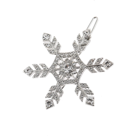Elegante Fermaglio per Capelli Fiocco di Neve in Lega Grandi Forcine con Strass e Künstliche Perle Accessori Moda Invernale per Donna Oro Argento