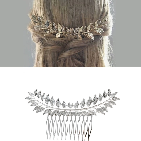 Vintage Alloy Leaf Branch Hair Comb For Women Gold Silver Electroplated Metal Hair Insert Comb Wedding Party Hair Accessories