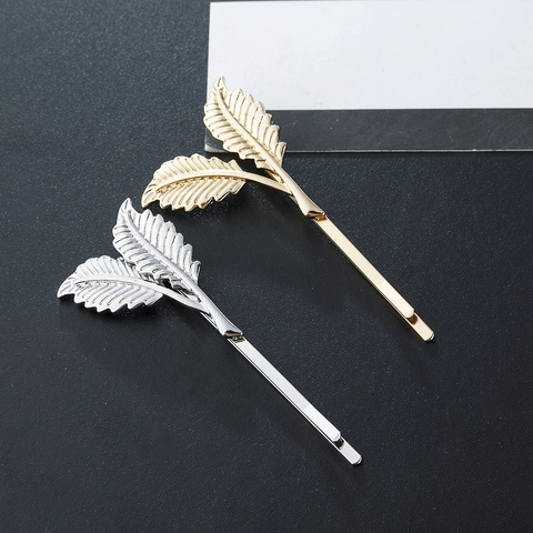 Minimalista Fermaglio per Capelli in Lega a Foglia Foglie di Metallo Sovrapposte Forcina Accessori Capelli per Donna Gioielli