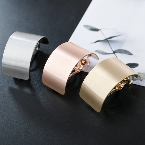 Minimalistische Matte Gebürstete Legierung Metall Pferdeschwanz Haarklammer Für Damen Geometrisch Gebogen Glatt Automatik Clip Haarschmuck