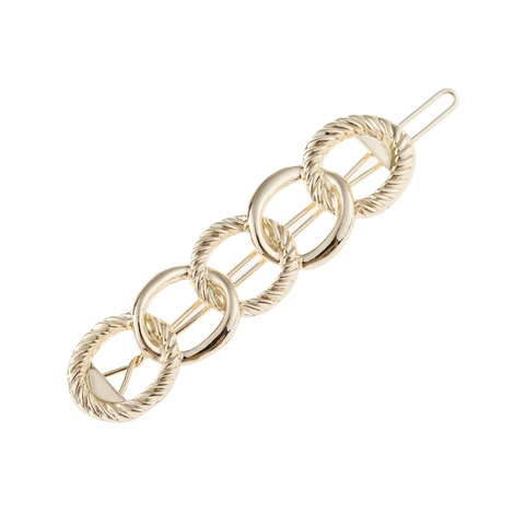 Pince à Cheveux en Alliage Géométrique Cinq Anneaux Entrelacés Chaîne Barrette Style Occidental Accessoire de Cheveux Exagéré