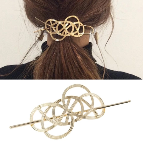 Vintage Legierung Haarstab Hohl Geometrisch Keltischer Knoten Gold Silber Galvanisiert Damen Hochzeit Haarschmuck