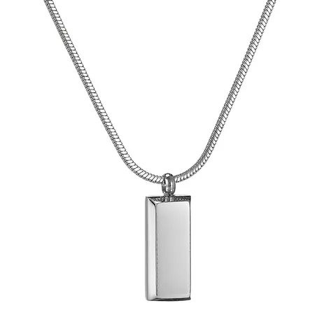 Minimalist Stainless Steel Rectangular Bar Pendant Necklace For Women Men Silver Geometric Snake Chain Fashion Jewelry