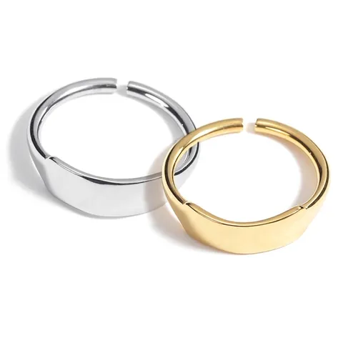 Anello Aperto Geometrico Minimalista in Acciaio Inossidabile per Uomo Donna Galvanizzato Regolabile Design Semplice Gioielli Moda