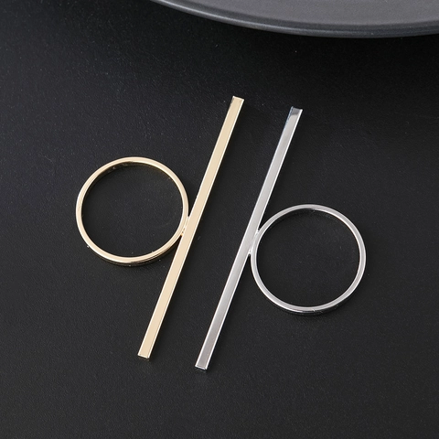 Minimalist Alloy Geometric Long Bar Statement Ring Gold Silver Polished Metal Fashion Jewelry For Women Daily Wear