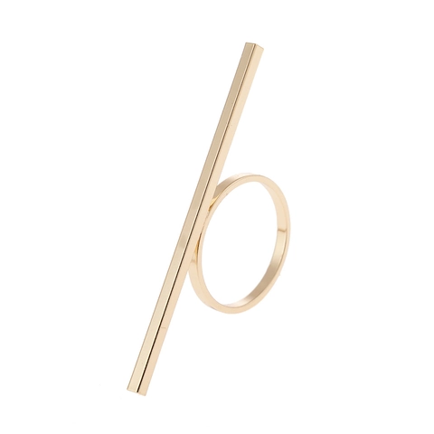 Minimalist Alloy Geometric Long Bar Statement Ring Gold Silver Polished Metal Fashion Jewelry For Women Daily Wear