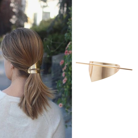 Pic à Cheveux en Métal Brossé Géométrique Minimaliste Triangle Ajouré Alliage Motif Étoile Bijoux de Tête pour Femme Accessoire