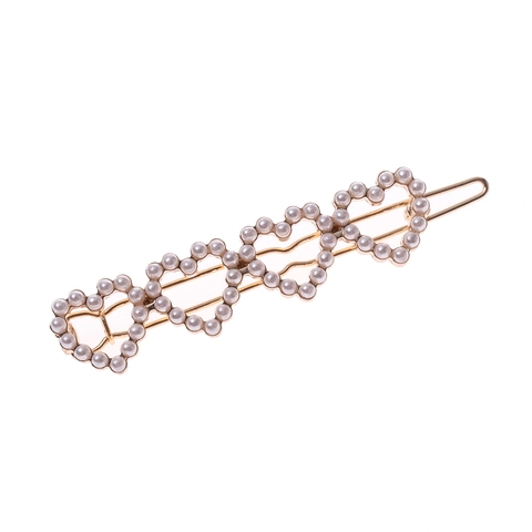 Elegante Fermaglio per Capelli con Cinque Cuori in Lega e Perle Artificiali Dolce Oro Argento Placcato Accessori per Capelli Donna