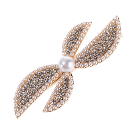 Alloy Rhinestone Artificial Pearl Hair Clip French Vintage Fairy Style Bow Scissor Shaped Duckbill Clip Hair Accessories For Women